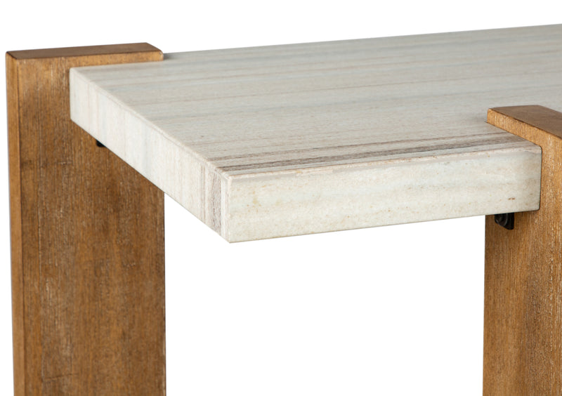 Table de salon Carlisle de 57,5 po avec rangement et dessus en imitation de granite - blé miel