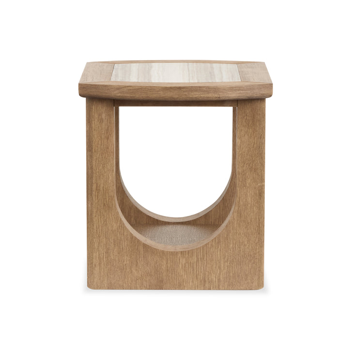 Table de bout Caroline de 22 po avec rangement et dessus en marbre - beige Riverbend 