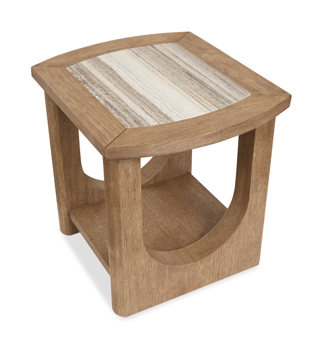 Table de bout Caroline de 22 po avec rangement et dessus en marbre - beige Riverbend 