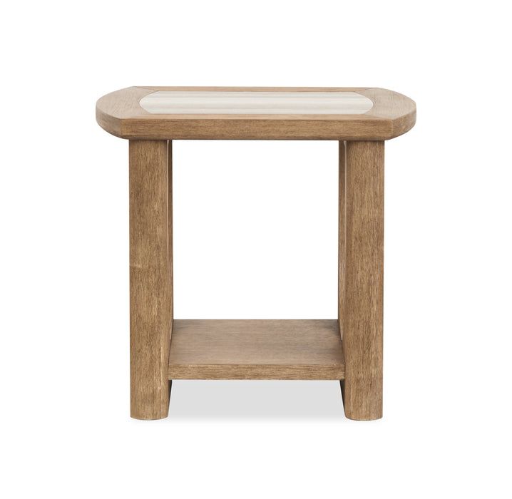 Table de bout Caroline de 22 po avec rangement et dessus en marbre - beige Riverbend 