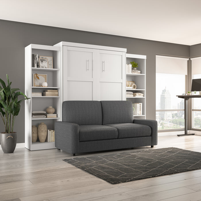 Grand lit escamotable Pur de Bestar avec 10 tablettes et sofa - blanc