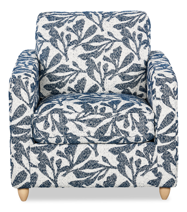 Fauteuil d’appoint personnalisable Club de Sofa Lab de 36 po fabriqué au Canada en tissu avec pattes en bois - tissu décoratif Marine 