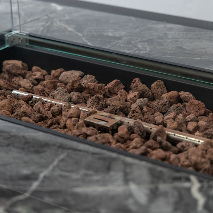 Foyer-table à gaz Deko Living pour l'extérieur avec base en osier