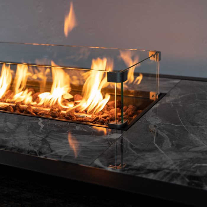 Foyer-table à gaz Deko Living pour l'extérieur avec base en osier