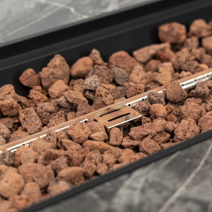 Foyer-table à gaz Deko Living pour l'extérieur avec base en osier