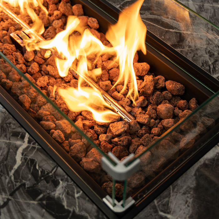 Foyer-table à gaz Deko Living pour l'extérieur avec base en osier