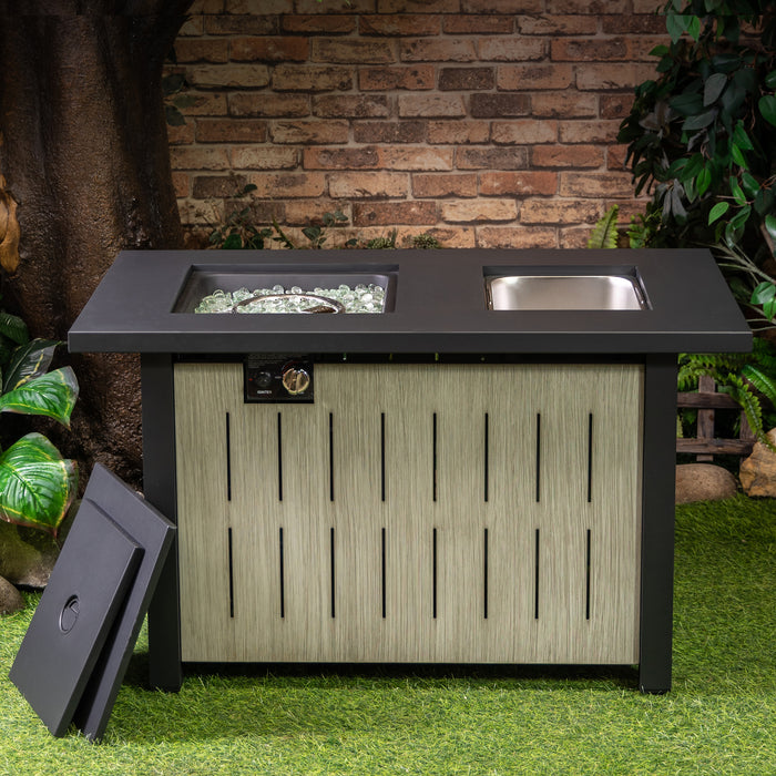 Foyer-table à gaz propane Deko Living pour l’extérieur avec bac à glaçons