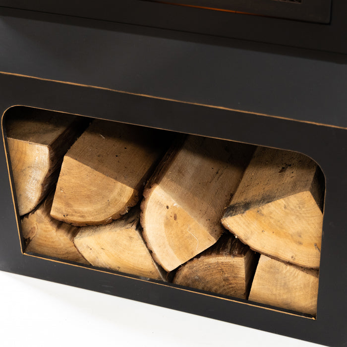 Foyer-gril extérieur au bois Deko Living avec rangement pour bûches