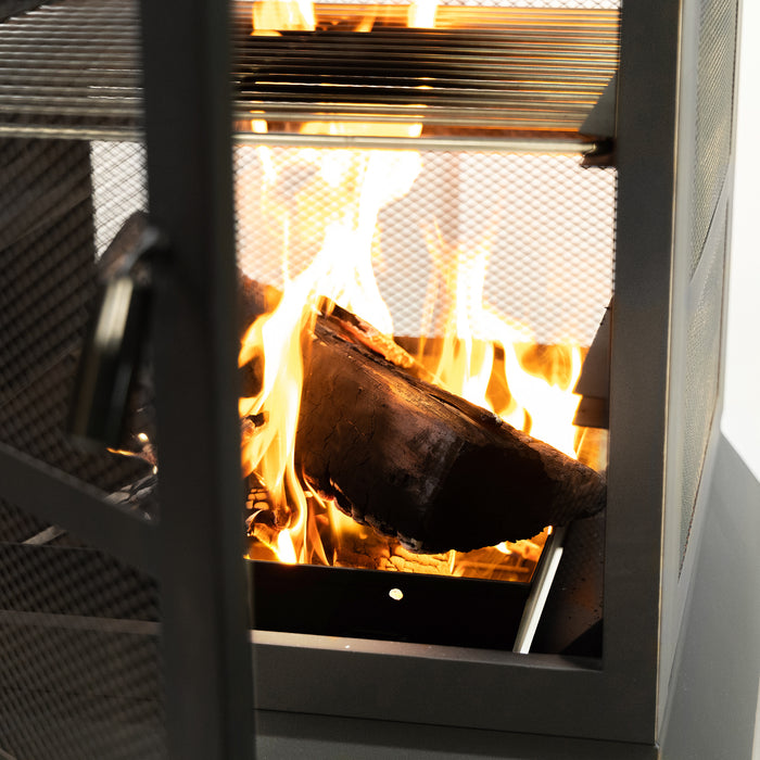 Foyer-gril extérieur au bois Deko Living avec rangement pour bûches