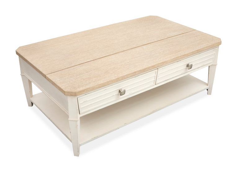 Table à café Collins de 50 po avec dessus relevable et rangement - bois de grève