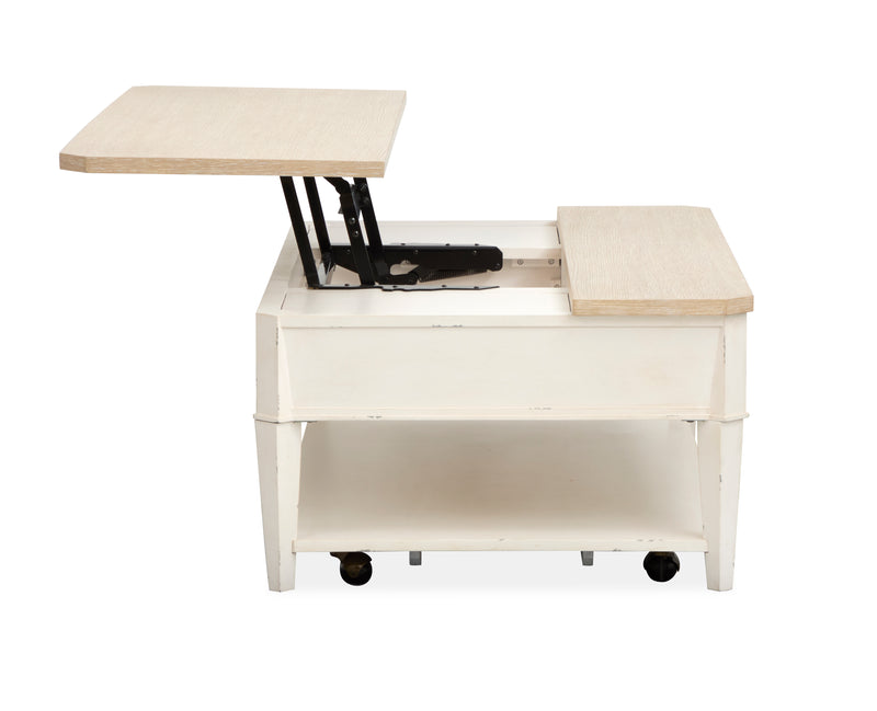 Table à café Collins de 50 po avec dessus relevable et rangement - bois de grève