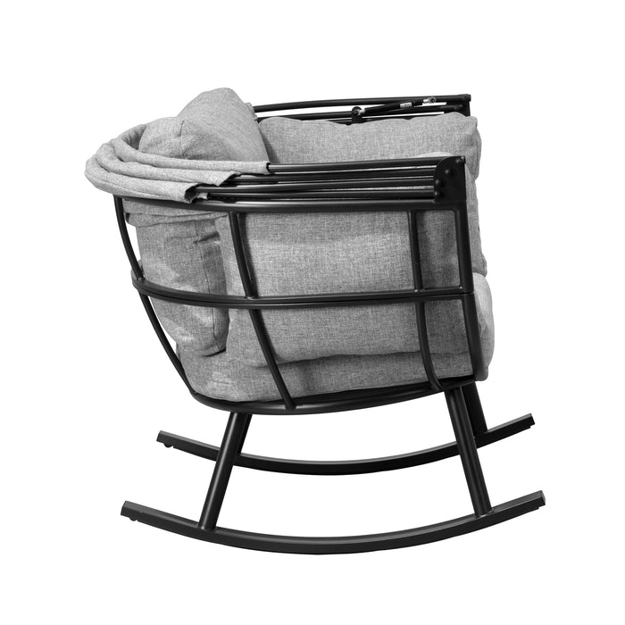 Fauteuil berçant en forme d'œuf Deko Living pour l’extérieur avec toit - noir