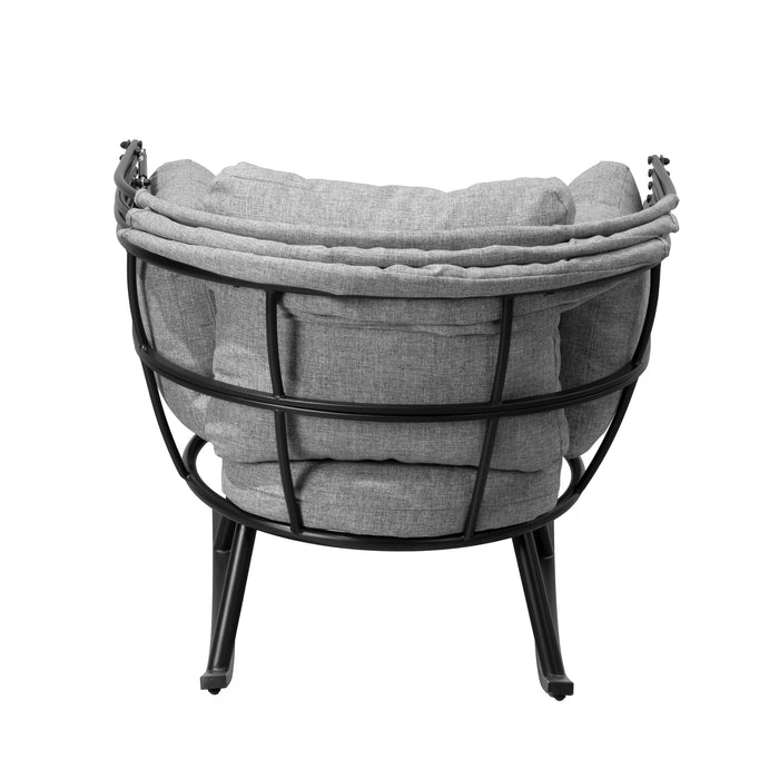 Fauteuil berçant en forme d'œuf Deko Living pour l’extérieur avec toit - noir