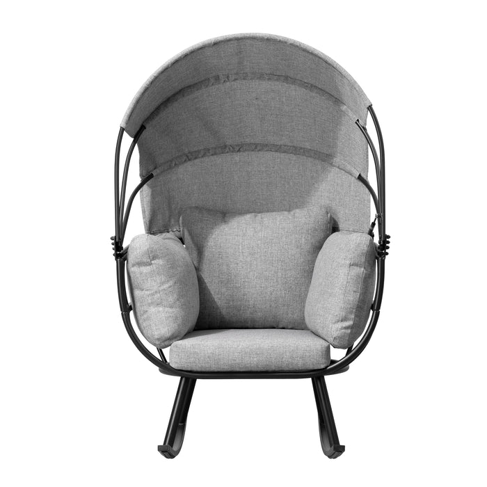 Fauteuil berçant en forme d'œuf Deko Living pour l’extérieur avec toit - noir