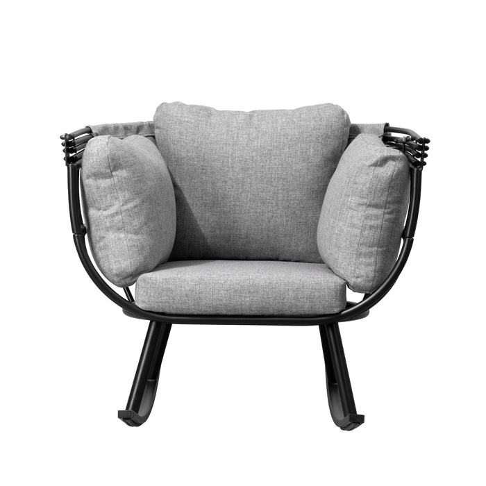 Fauteuil berçant en forme d'œuf Deko Living pour l’extérieur avec toit - noir