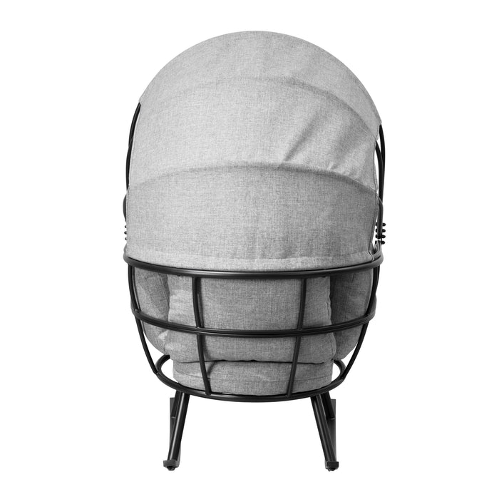 Fauteuil berçant en forme d'œuf Deko Living pour l’extérieur avec toit - noir