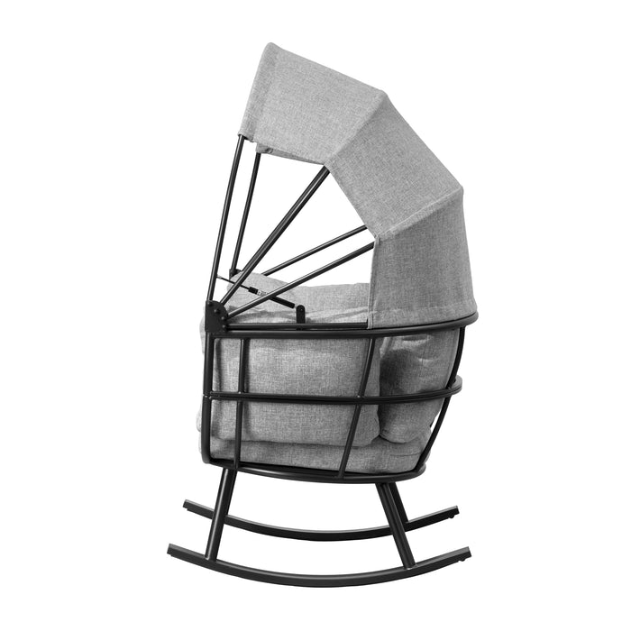 Fauteuil berçant en forme d'œuf Deko Living pour l’extérieur avec toit - noir
