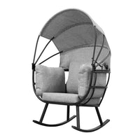Fauteuil berçant en forme d'œuf Deko Living pour l’extérieur avec toit - noir