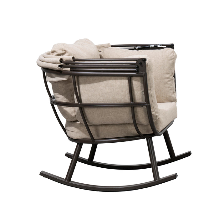 Fauteuil berçant en forme d'œuf Deko Living pour l’extérieur avec toit - brun