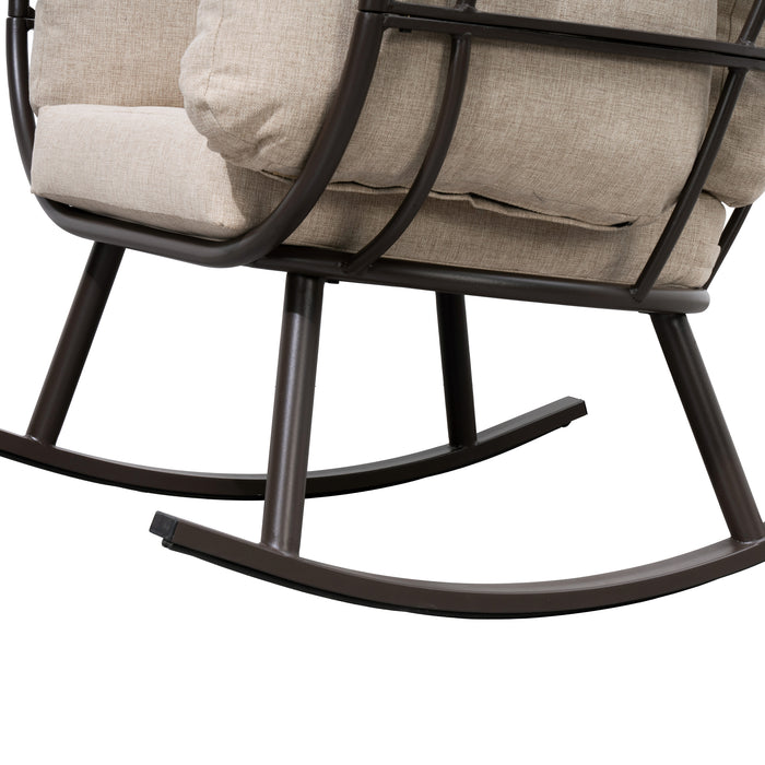 Fauteuil berçant en forme d'œuf Deko Living pour l’extérieur avec toit - brun