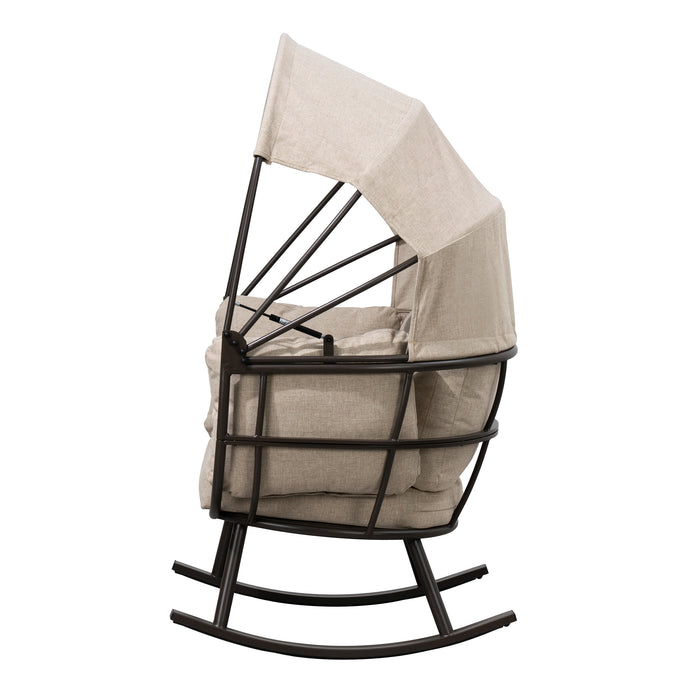Fauteuil berçant en forme d'œuf Deko Living pour l’extérieur avec toit - brun