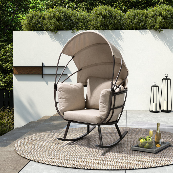 Fauteuil berçant en forme d'œuf Deko Living pour l’extérieur avec toit - brun