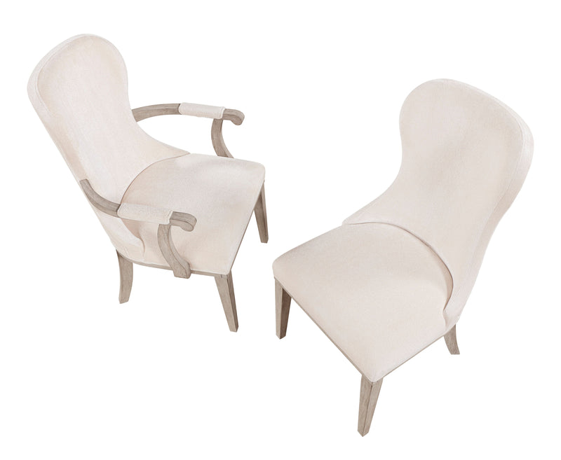 Ensemble de 2 chaises de salle à manger avec accoudoirs Corsa - gris clair et feutre ivoire