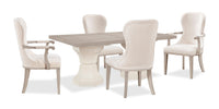 Ensemble de salle à manger Corsa 5 pièces avec table et 4 chaises - chêne blanc antique et gris clair