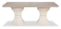 Table de salle à manger rectangulaire Corsa avec rallonge - gris clair et chêne blanc antique
