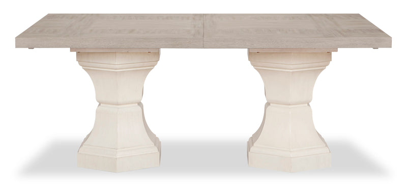 Table de salle à manger rectangulaire Corsa avec rallonge - gris clair et chêne blanc antique