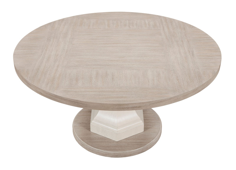 Table de salle à manger ronde Corsa - gris clair et chêne blanc antique