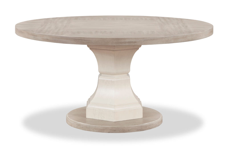 Table de salle à manger ronde Corsa - gris clair et chêne blanc antique