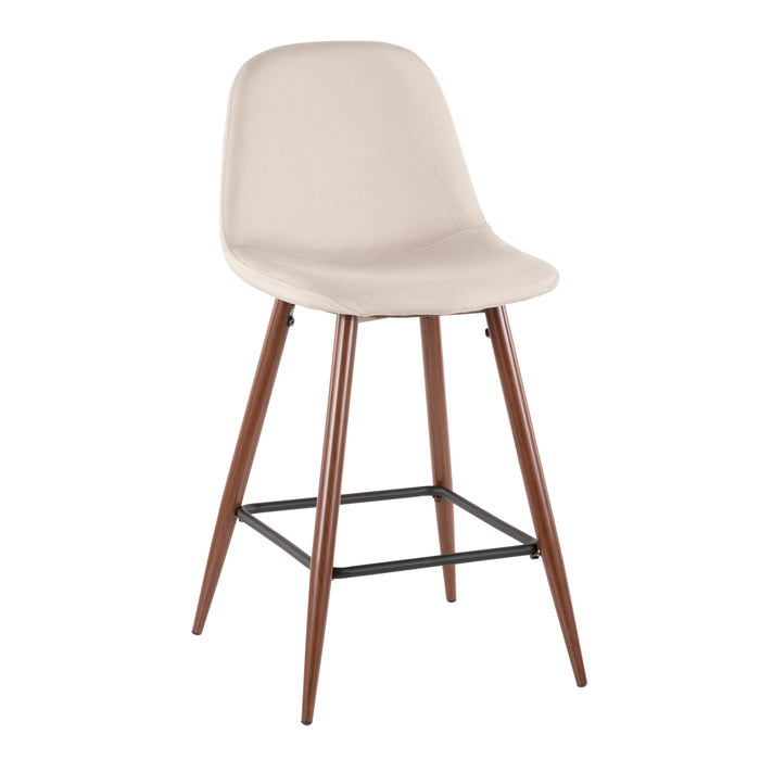 Tabouret moderne du milieu du 20e siècle Pebble de hauteur comptoir en tissu beige - ensemble de 2