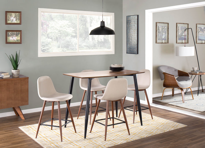 Tabouret moderne du milieu du 20e siècle Pebble de hauteur comptoir en tissu beige - ensemble de 2