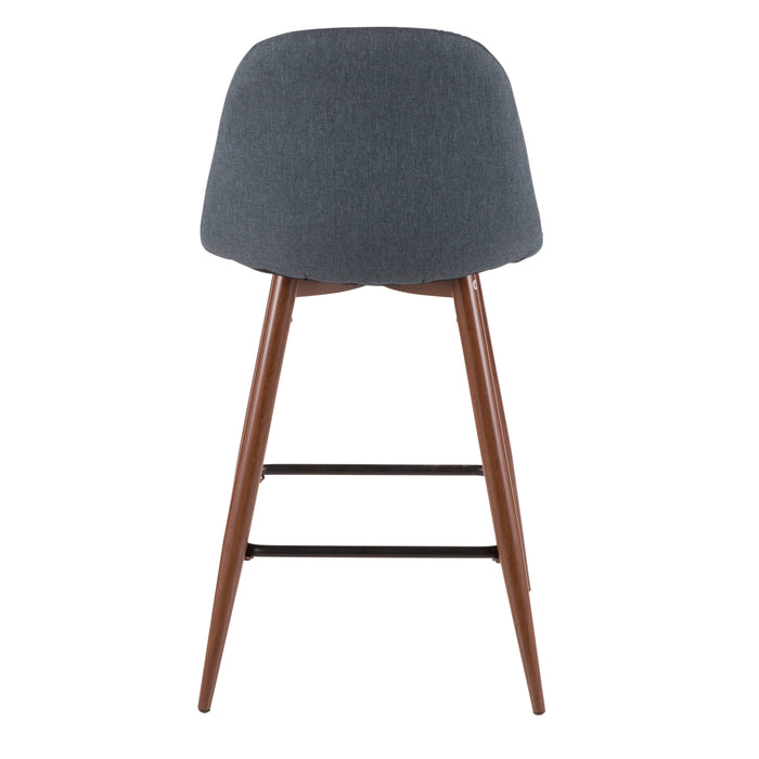 Tabouret moderne du milieu du 20e siècle Pebble de hauteur comptoir en tissu bleu - ensemble de 2