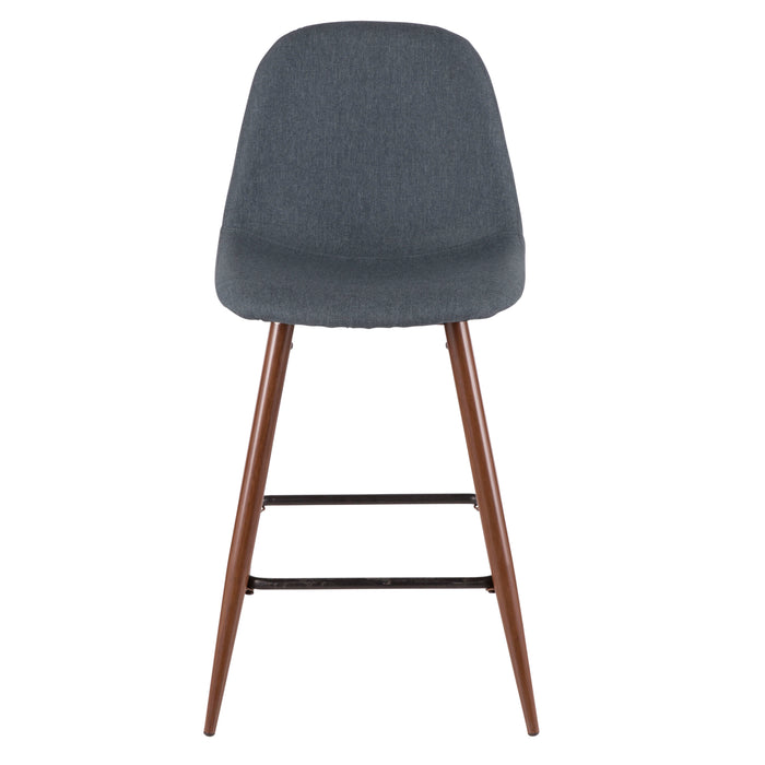 Tabouret moderne du milieu du 20e siècle Pebble de hauteur comptoir en tissu bleu - ensemble de 2