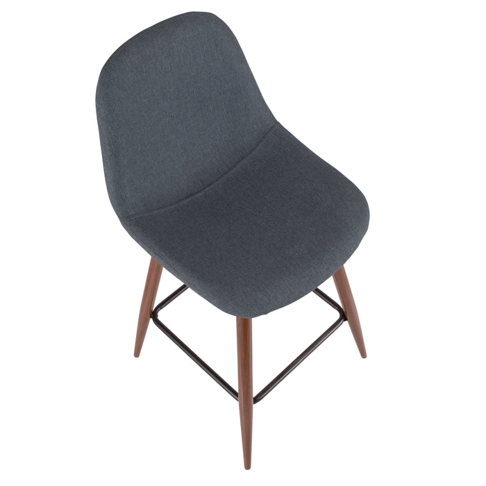 Tabouret moderne du milieu du 20e siècle Pebble de hauteur comptoir en tissu bleu - ensemble de 2