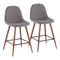 Tabouret moderne du milieu du 20e siècle Pebble de hauteur comptoir en tissu anthracite - ensemble de 2