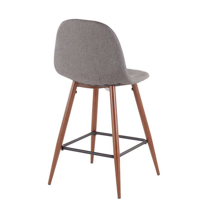 Tabouret moderne du milieu du 20e siècle Pebble de hauteur comptoir en tissu anthracite - ensemble de 2