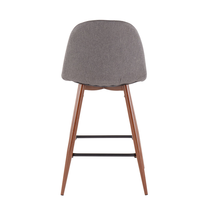 Tabouret moderne du milieu du 20e siècle Pebble de hauteur comptoir en tissu anthracite - ensemble de 2