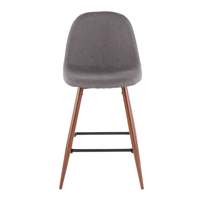 Tabouret moderne du milieu du 20e siècle Pebble de hauteur comptoir en tissu anthracite - ensemble de 2
