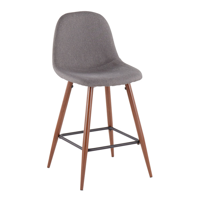 Tabouret moderne du milieu du 20e siècle Pebble de hauteur comptoir en tissu anthracite - ensemble de 2