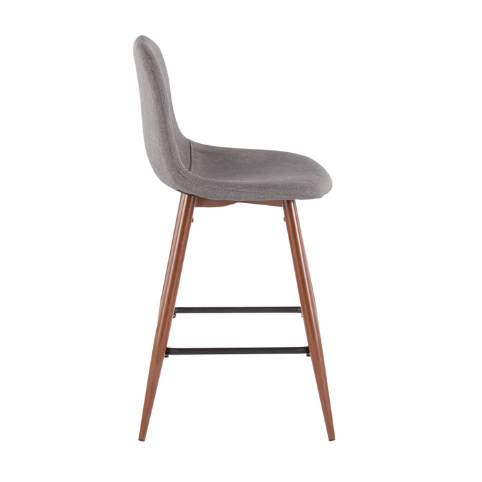 Tabouret moderne du milieu du 20e siècle Pebble de hauteur comptoir en tissu anthracite - ensemble de 2