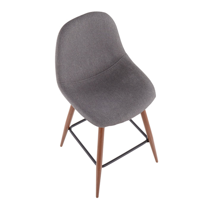 Tabouret moderne du milieu du 20e siècle Pebble de hauteur comptoir en tissu anthracite - ensemble de 2