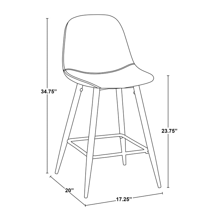 Tabouret moderne du milieu du 20e siècle Pebble de hauteur comptoir en tissu anthracite - ensemble de 2
