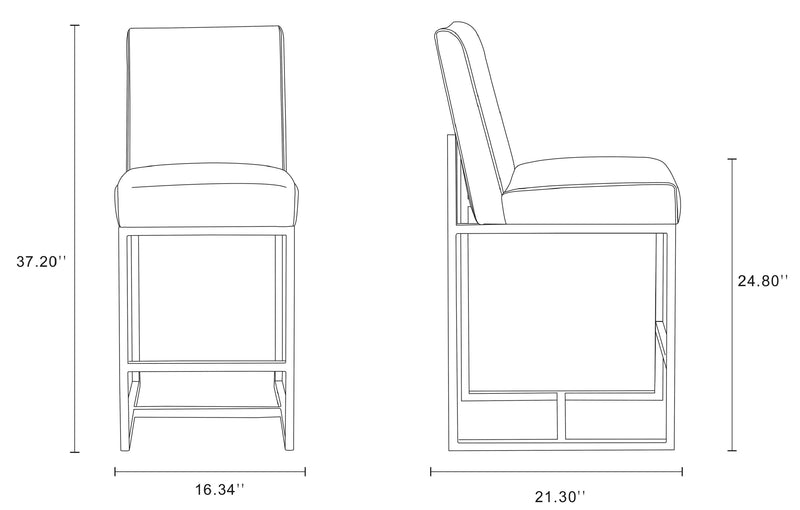 Tabouret bar Element de Manhattan Comfort de hauteur comptoir de 37,2 po en chrome poli et en acier inoxydable - blanc perle