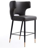 Tabouret bar Holguin de Manhattan Comfort de hauteur comptoir de 37 po avec dossier capitonné - gris