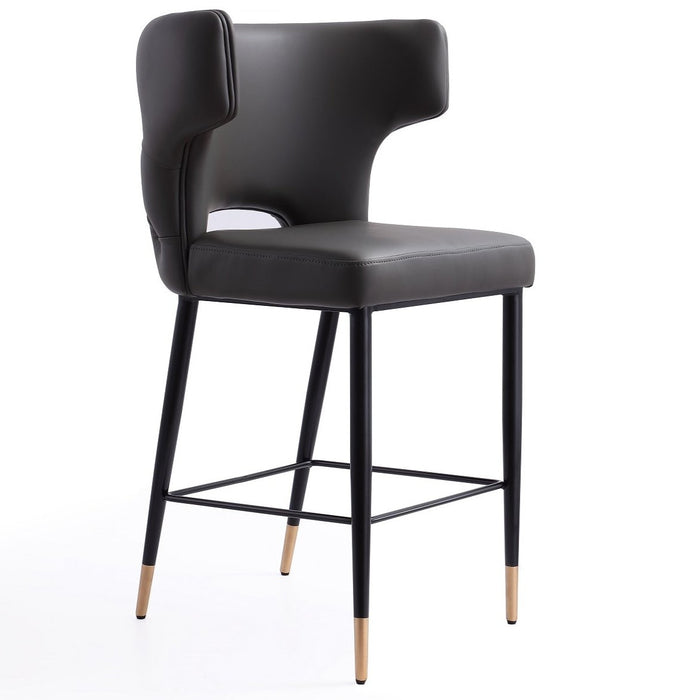 Tabouret bar Holguin de Manhattan Comfort de hauteur comptoir de 37 po avec dossier capitonné - gris