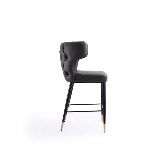 Tabouret bar Holguin de Manhattan Comfort de hauteur comptoir de 37 po avec dossier capitonné - gris