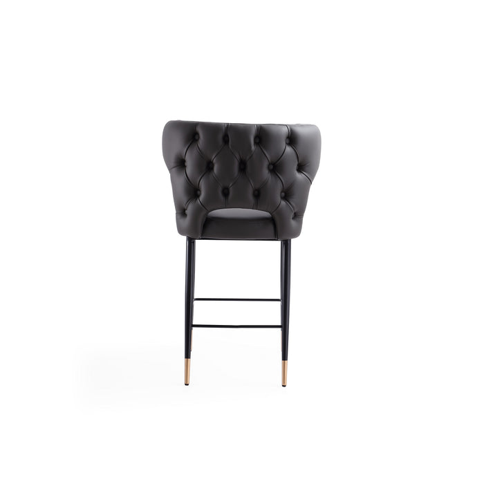Tabouret bar Holguin de Manhattan Comfort de hauteur comptoir de 37 po avec dossier capitonné - gris